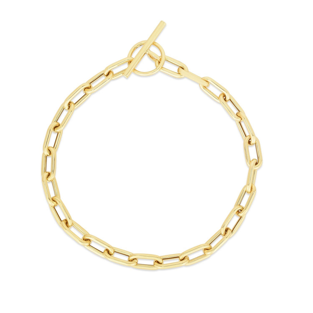 14K Yellow Gold Paperclip Toggle Bracelet