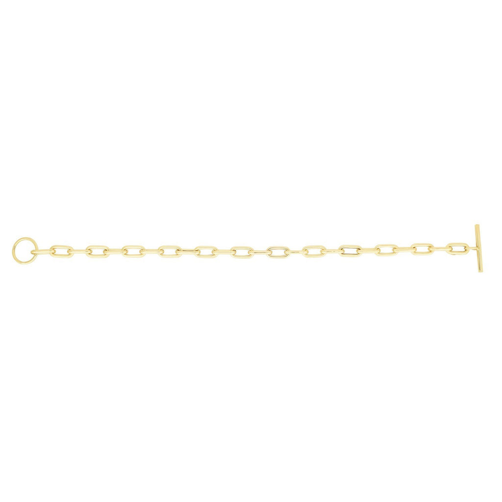 14K Yellow Gold Paperclip Toggle Bracelet