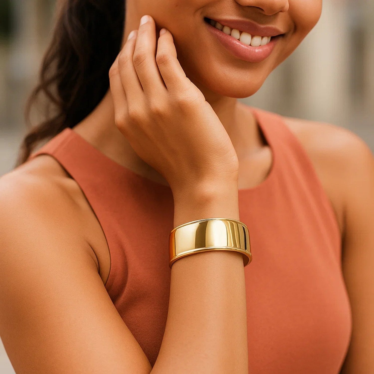 Designer Classic Cuff Bangle in 14K Yellow Gold (20.40 mm)