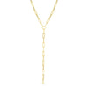 lariat paperclip long 14k gold chain necklace