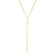 Paperclip Chain Lariat Necklace in 14K Yellow Gold