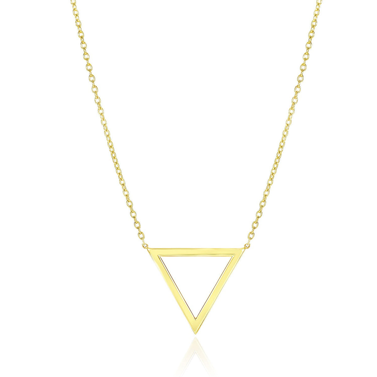 Open Triangle Delta Pendant Necklace in 14K Yellow Gold