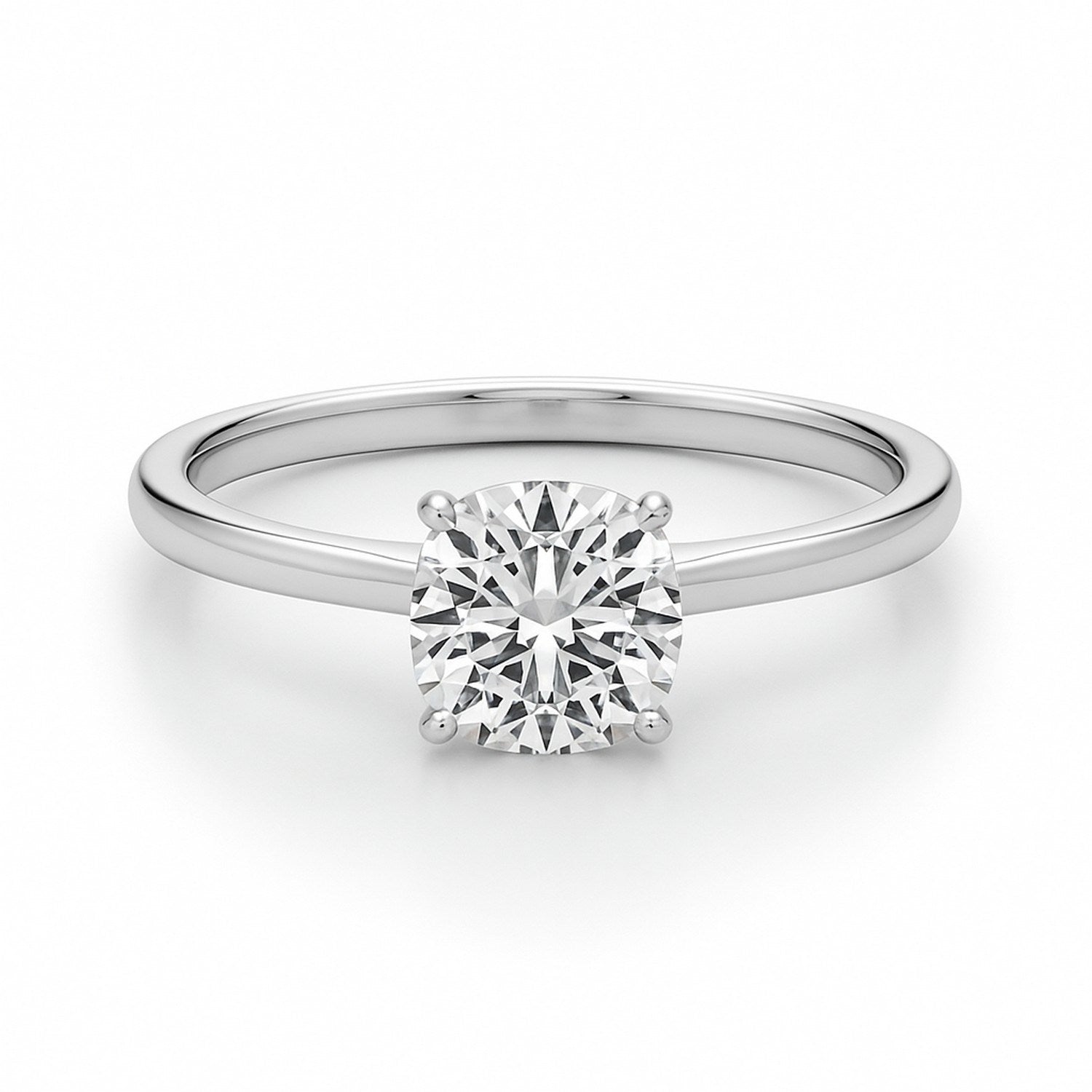 1 Carat Cushion Lab Grown IGI G/VS1 Diamond Solitaire Ring in 14K White Gold