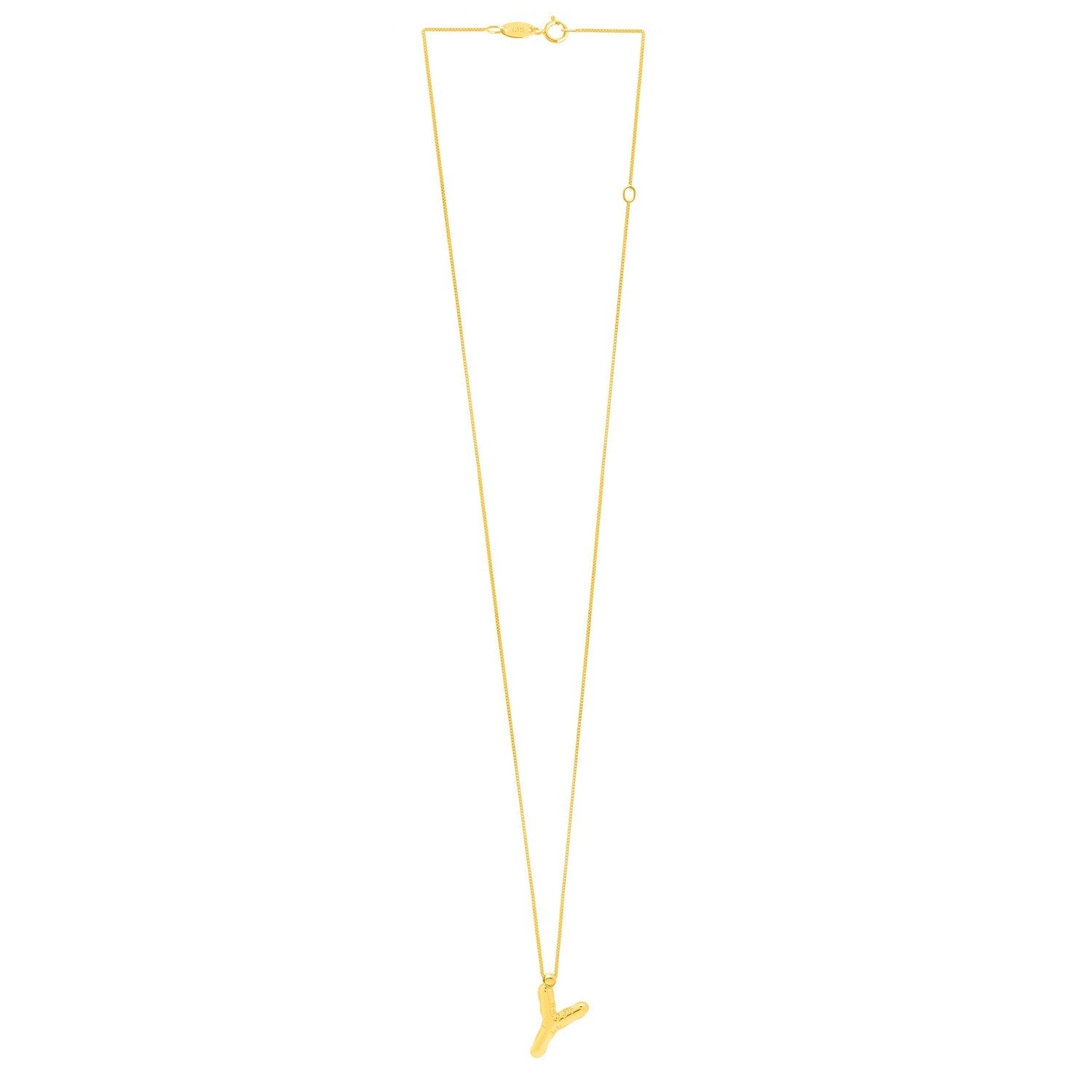 14K Yellow Gold Helium Initial Y Pendant