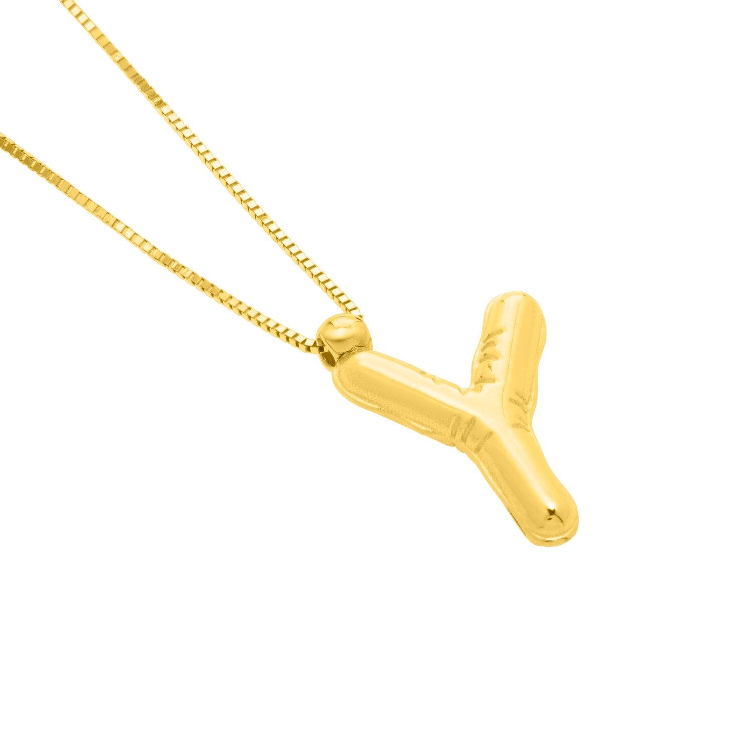 14K Yellow Gold Helium Initial Y Pendant