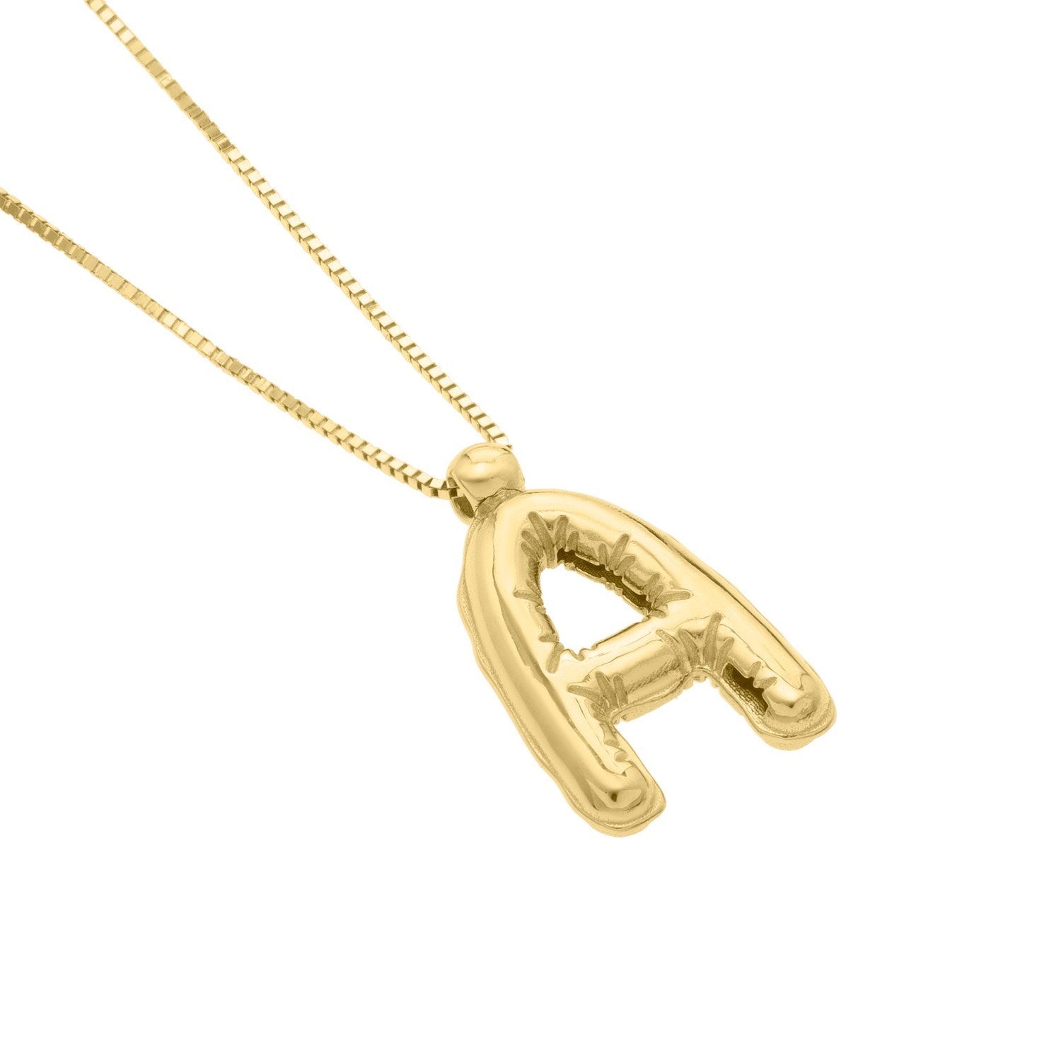 14K Yellow Gold Helium Initial A Pendant
