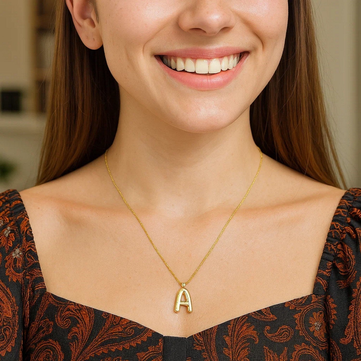 14K Yellow Gold Helium Initial A Pendant