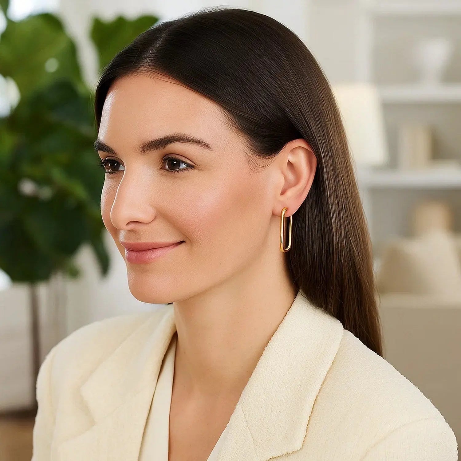 Endless Rectangle Hoops | 14K Gold  Hoop Earrings DEEVE