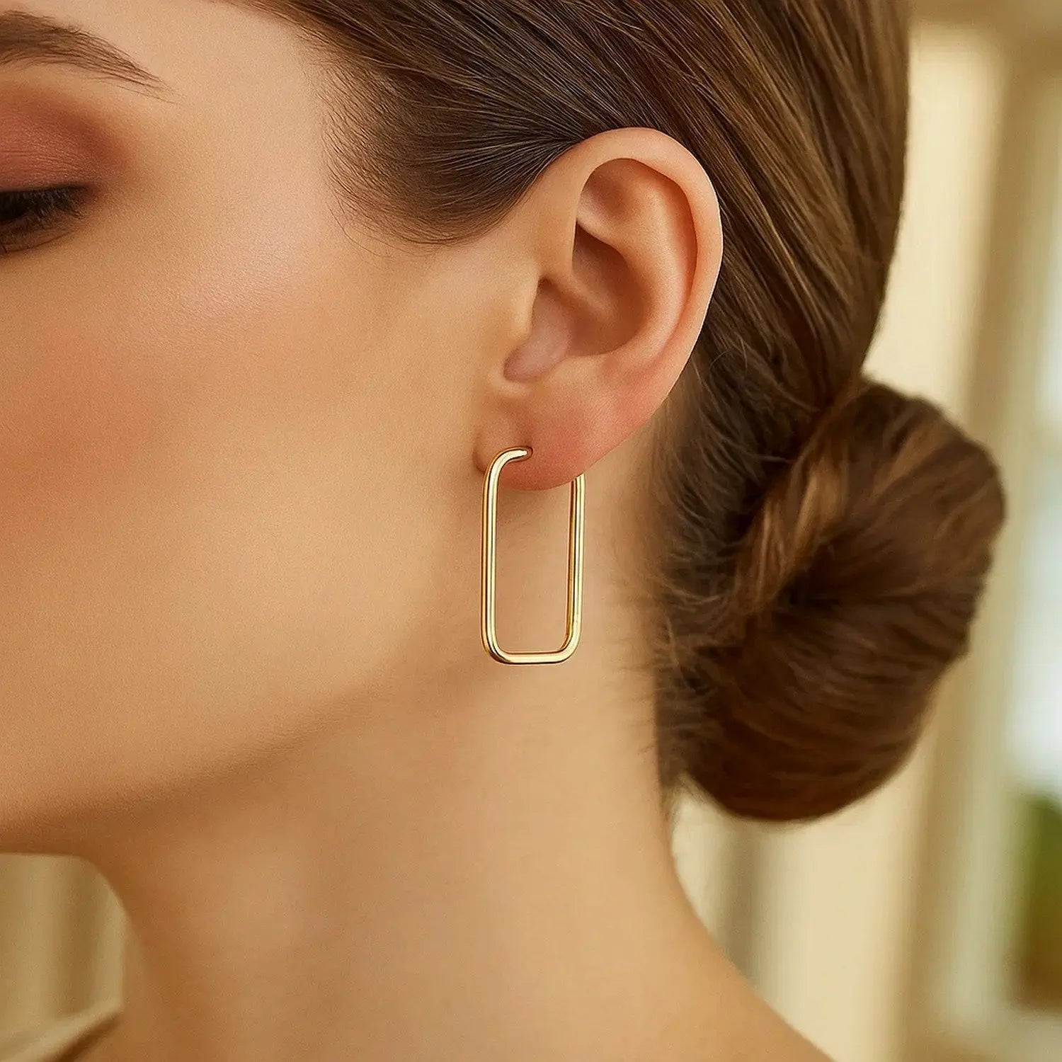 Endless Rectangle Hoops | 14K Gold  Hoop Earrings DEEVE