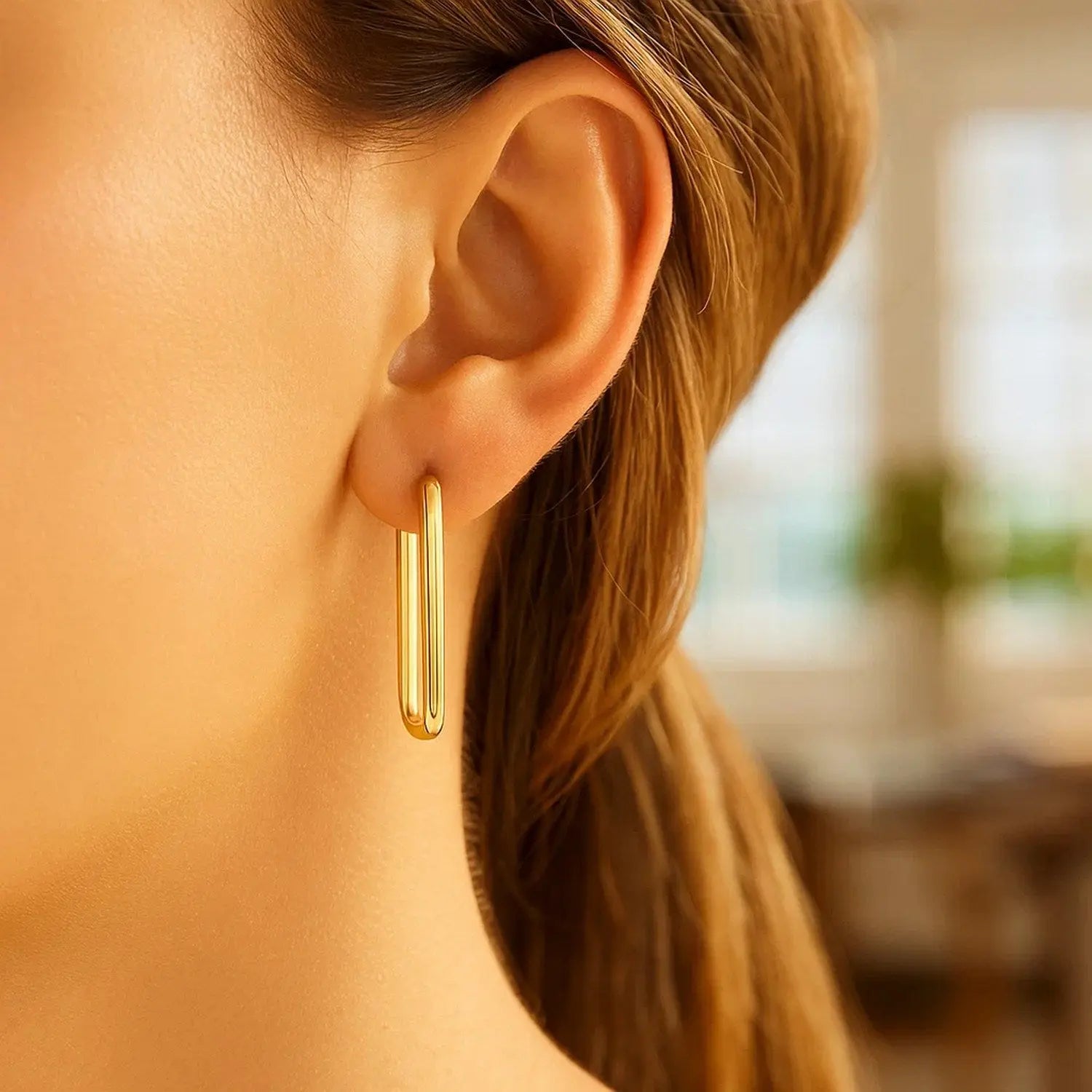 Endless Rectangle Hoops | 14K Gold  Hoop Earrings DEEVE