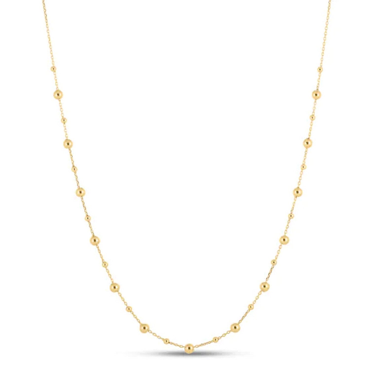 14k yellow gold bead station necklace 