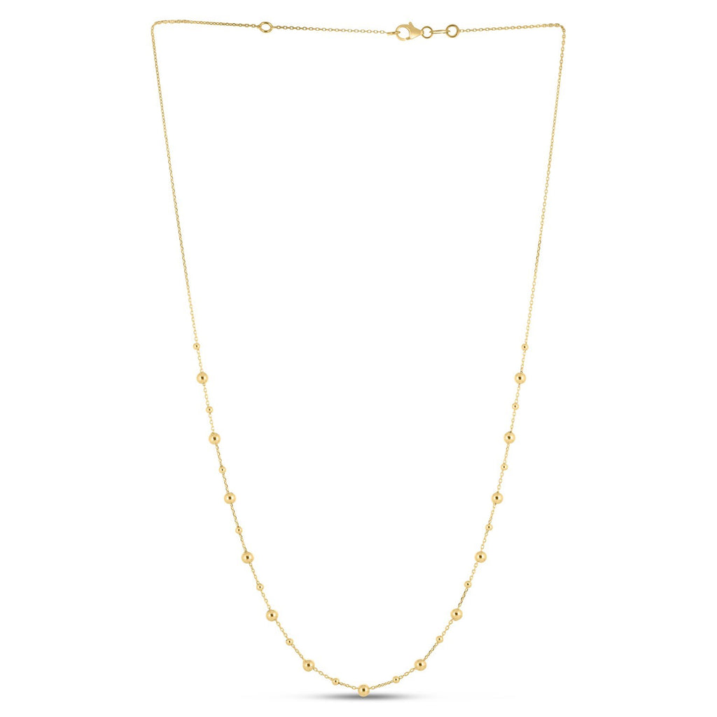 Polished Bead Station Necklace in 14K Yellow Gold