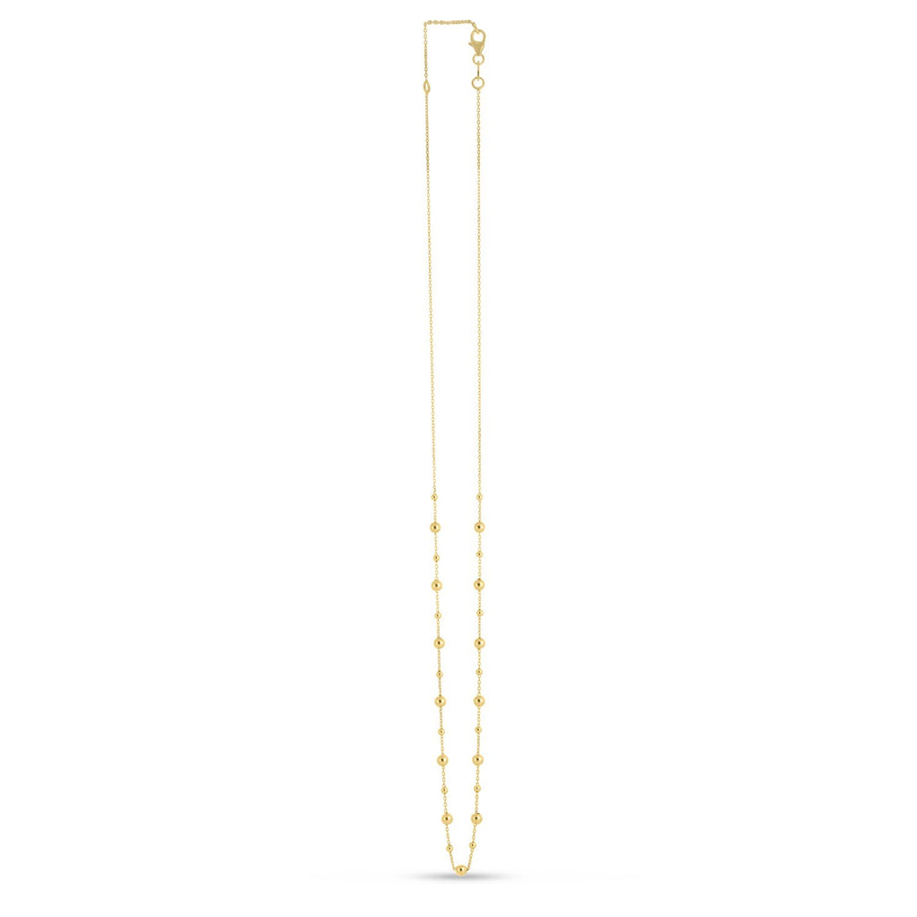 Polished Bead Station Necklace in 14K Yellow Gold