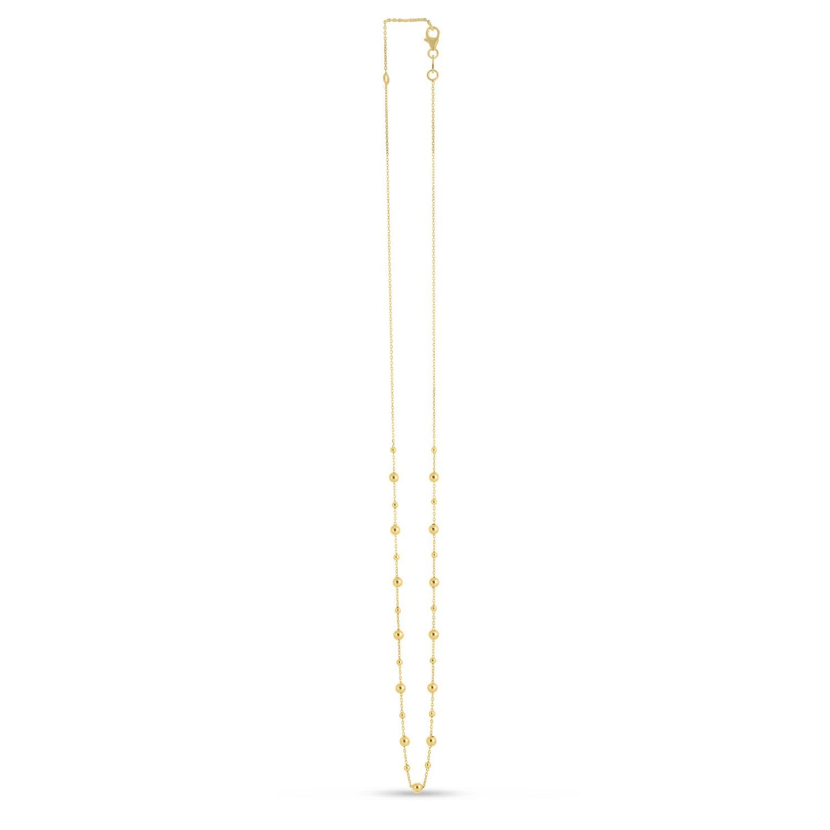 Polished Bead Station Necklace in 14K Yellow Gold