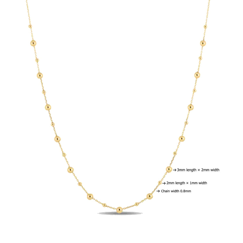 Polished Bead Station Necklace in 14K Yellow Gold