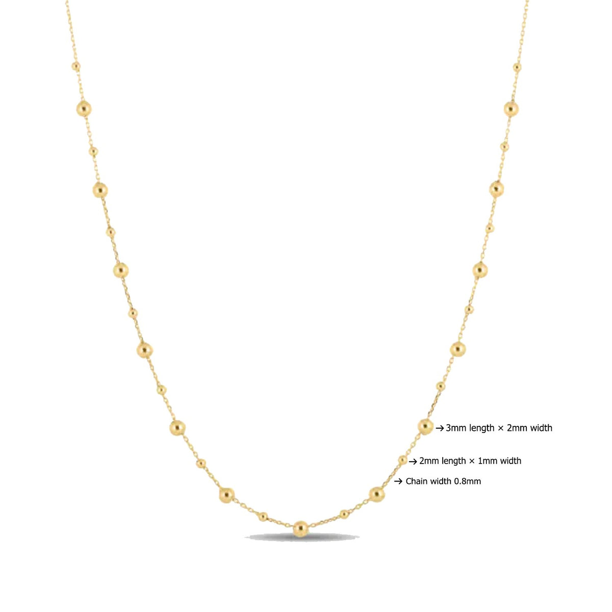 Polished Bead Station Necklace in 14K Yellow Gold