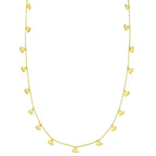 14k yellow gold 18" chain necklace with dangling puffy hearts 