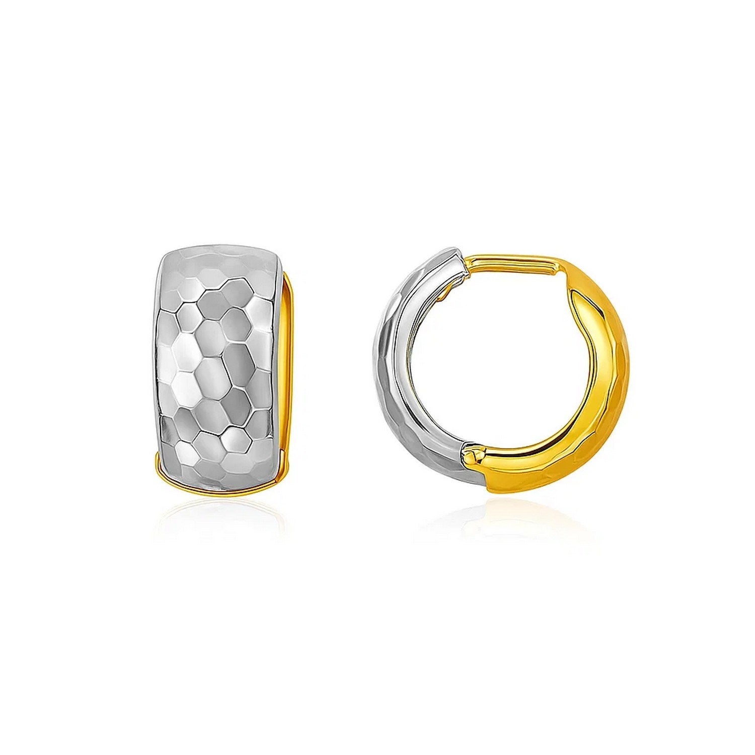 Diamond-Cut Interlaced Hoop Earrings in 14K Two-Tone Gold