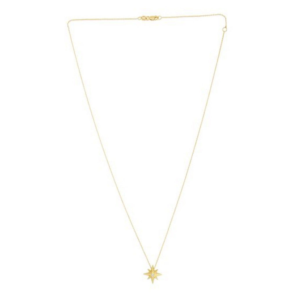 High Polish North Star Necklace in 14K Yellow Gold