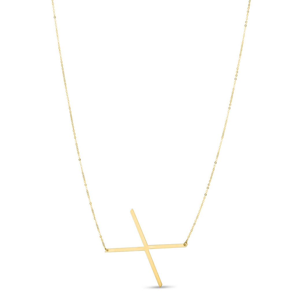 14K Yellow Gold Yours Truly Large Initial X Necklace