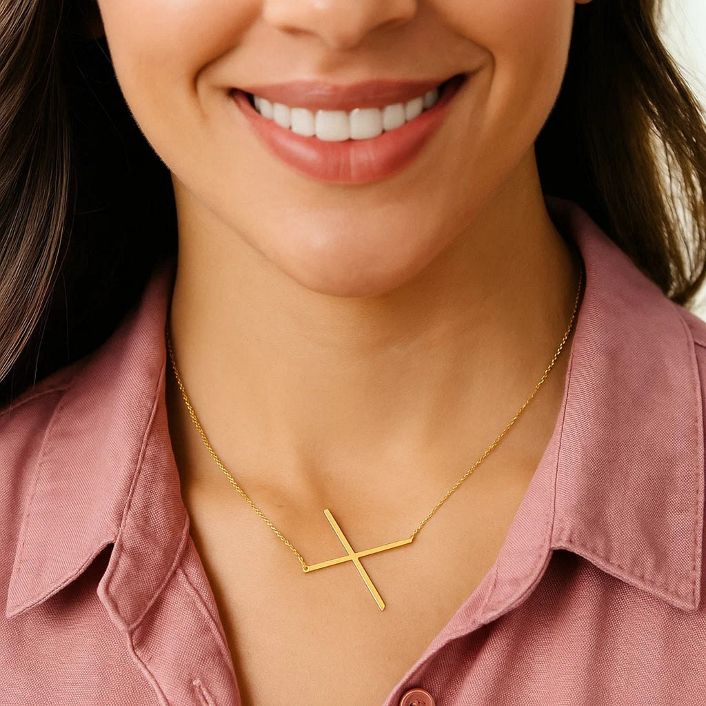 14K Yellow Gold Yours Truly Large Initial X Necklace
