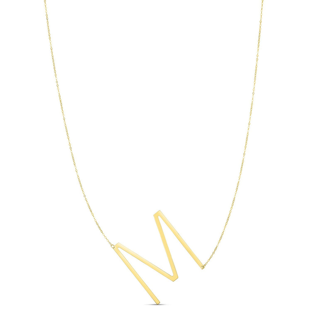 14K Yellow Gold Yours Truly Large Initial M Necklace