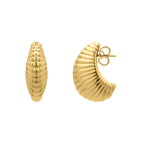 Puffy Graduated Ribbed Shell Hoop Earrings | 14K Gold