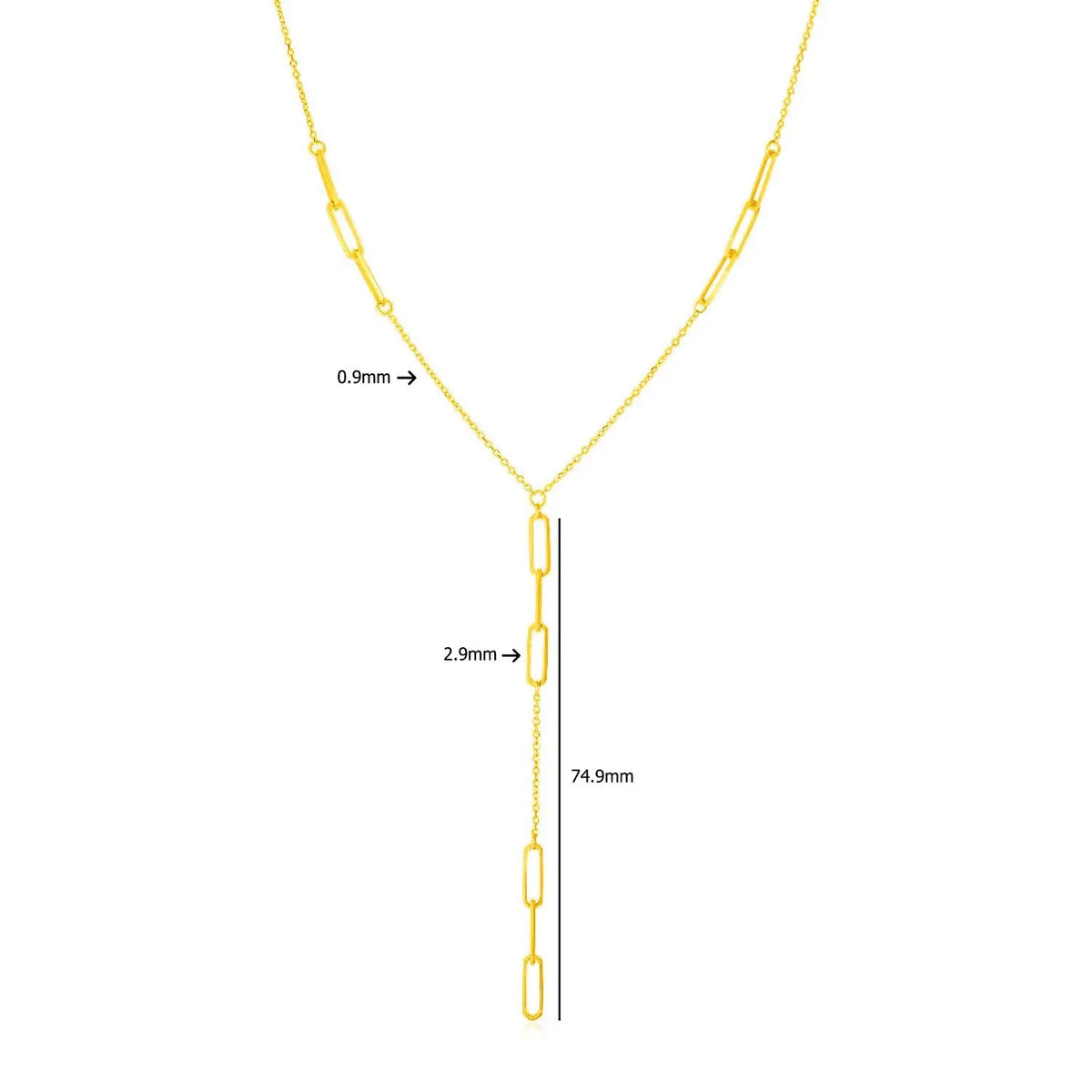 Paperclip Chain Lariat Necklace  Lariat DEEVE