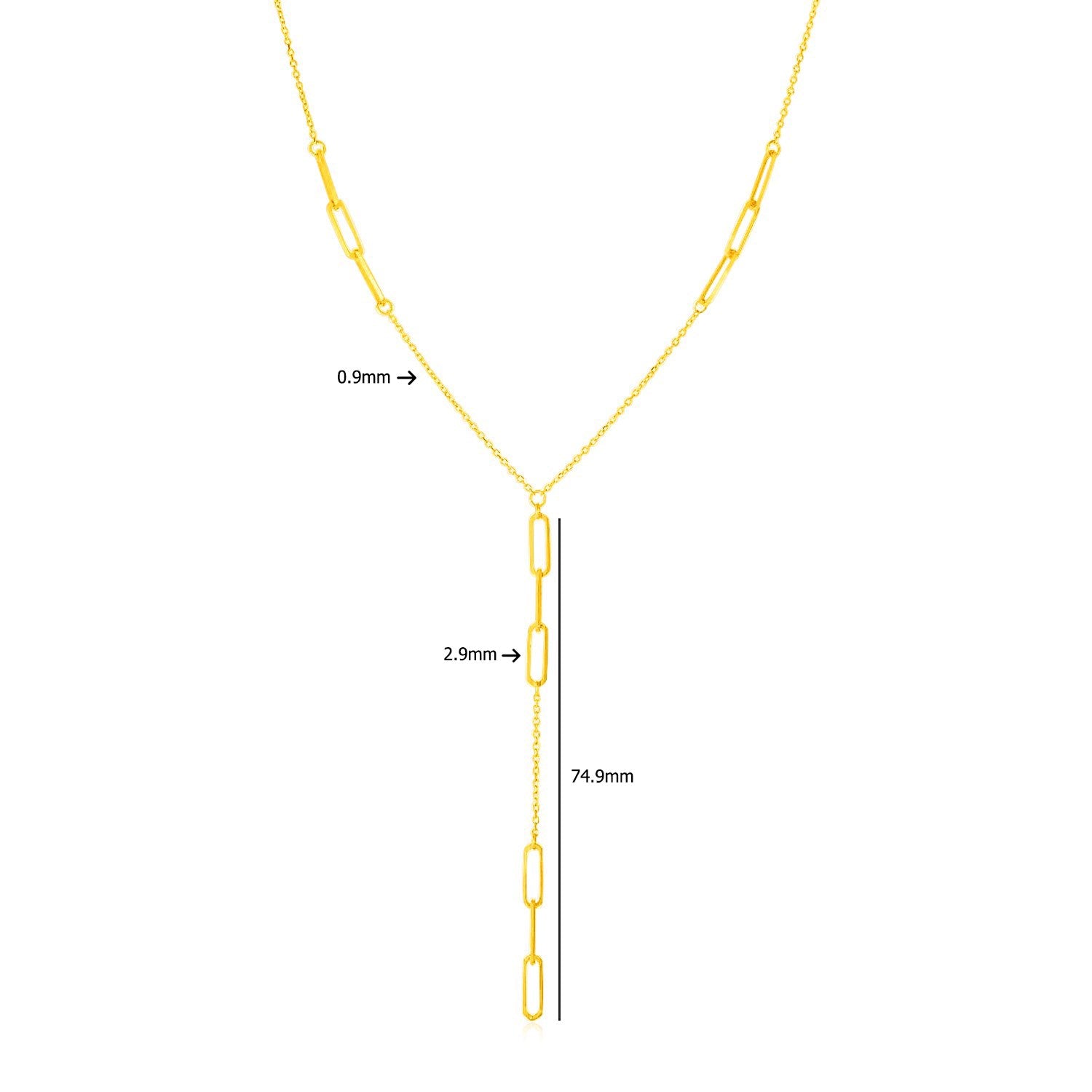 Paperclip Chain Lariat Necklace