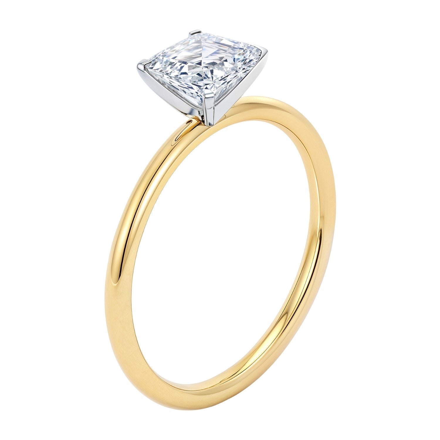 1.50.ct Emerald Cut Lab Grown Diamond Solitair Ring In 14K Yellow Gold | IGI Certified