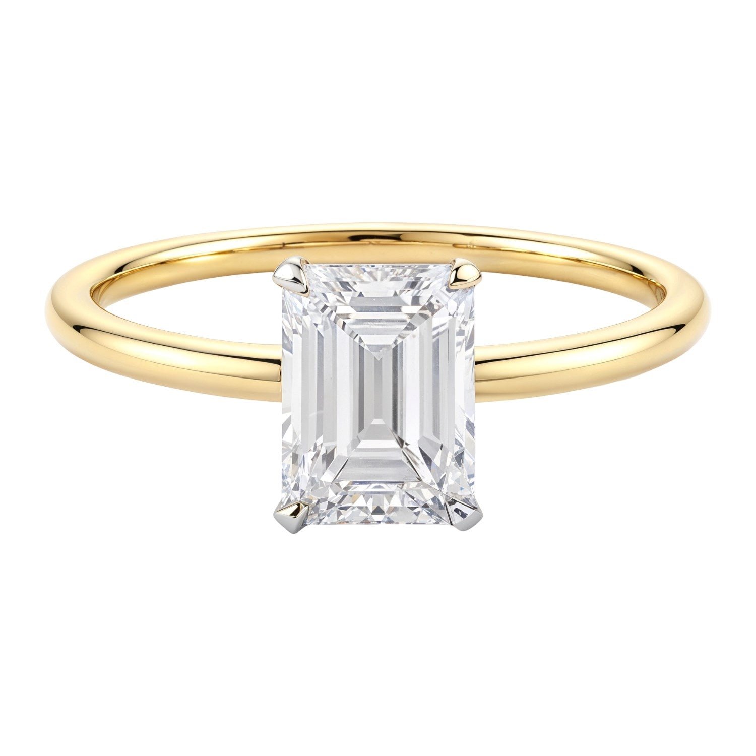 1.50.ct Emerald Cut Lab Grown Diamond Solitair Ring In 14K Yellow Gold | IGI Certified