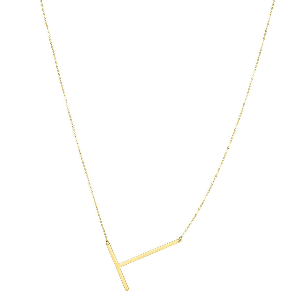 14K Yellow Gold Yours Truly Large Initial T Necklace