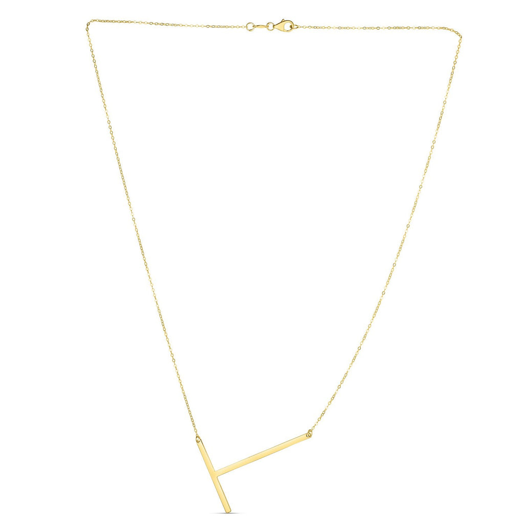 14K Yellow Gold Yours Truly Large Initial T Necklace