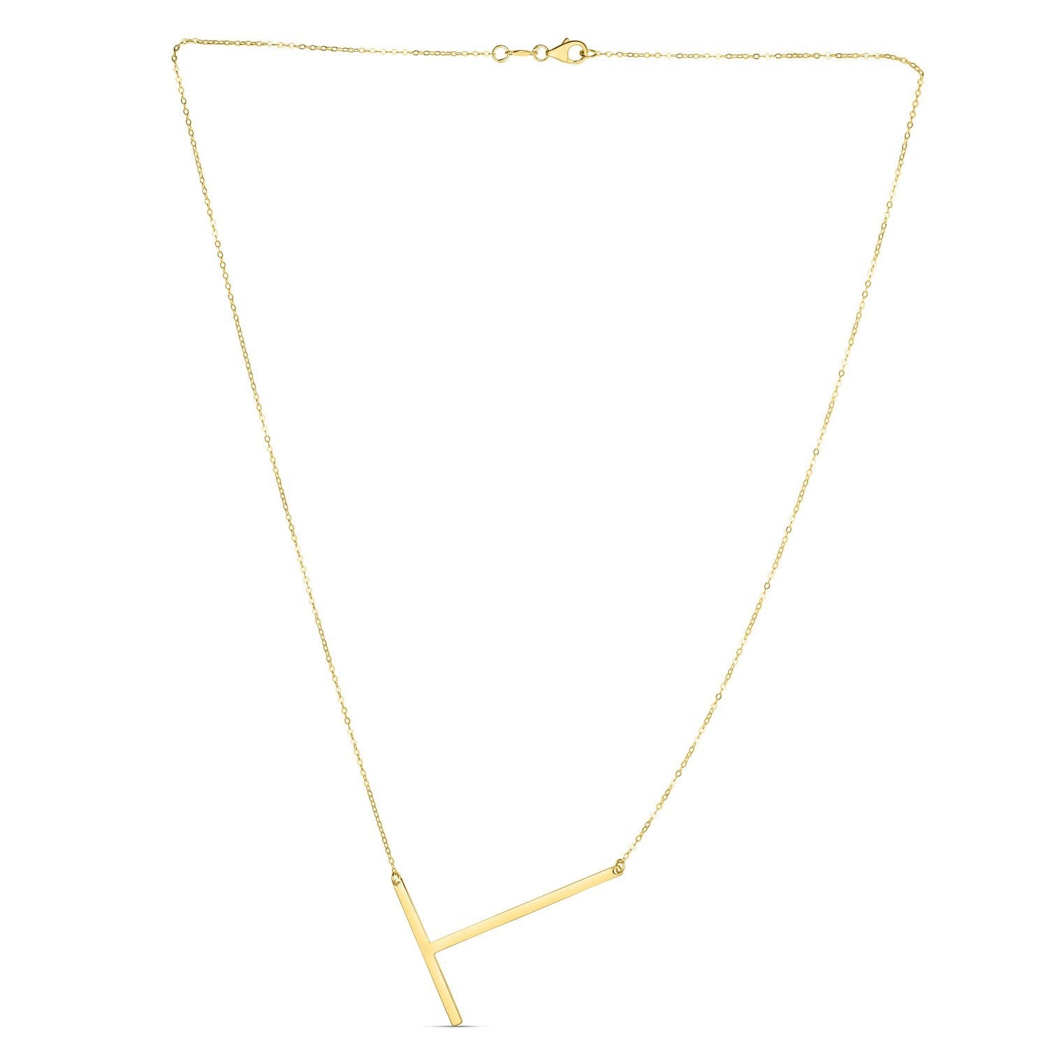 14K Yellow Gold Yours Truly Large Initial T Necklace