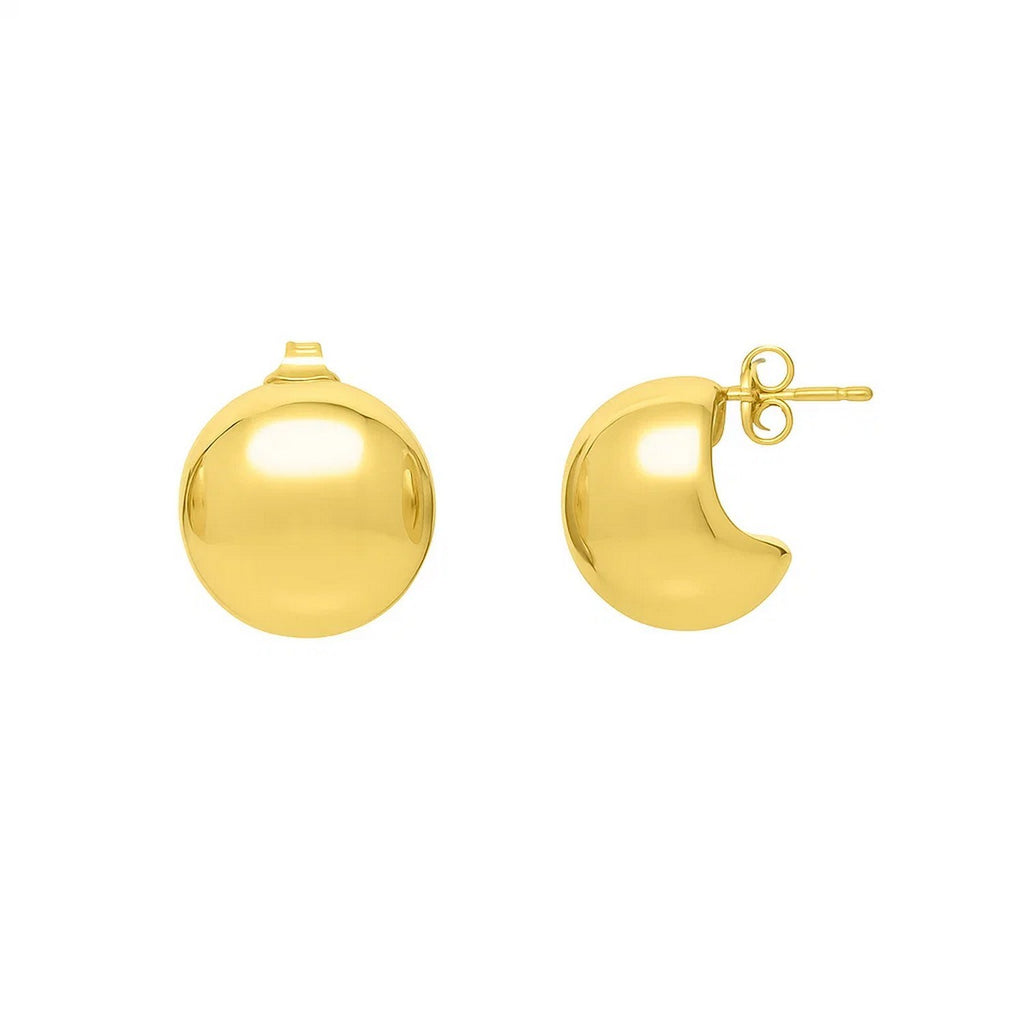Puffed Up Button Stud Earrings | 14K Gold