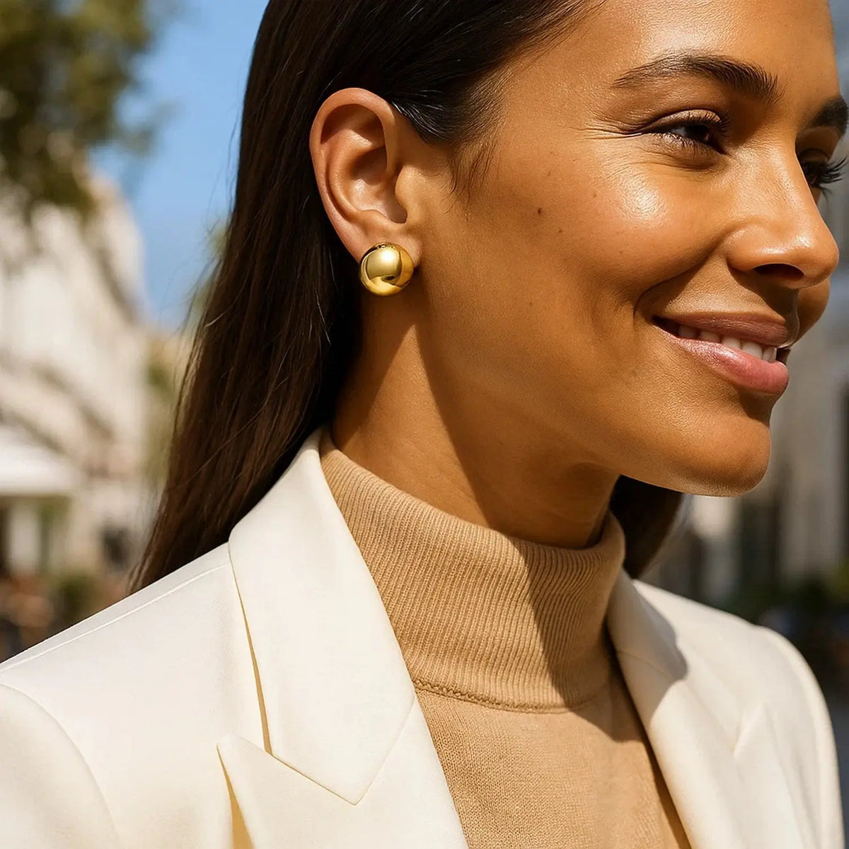 Puffed Up Button Stud Earrings | 14K Gold  Stud Earrings DEEVE