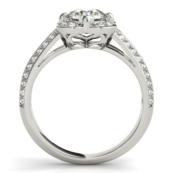 Floral Pavé Diamond Engagement Ring in 14K White Gold | 1.36 cttw