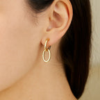 Interlocking Drop Hoop Earrings | 14K Gold