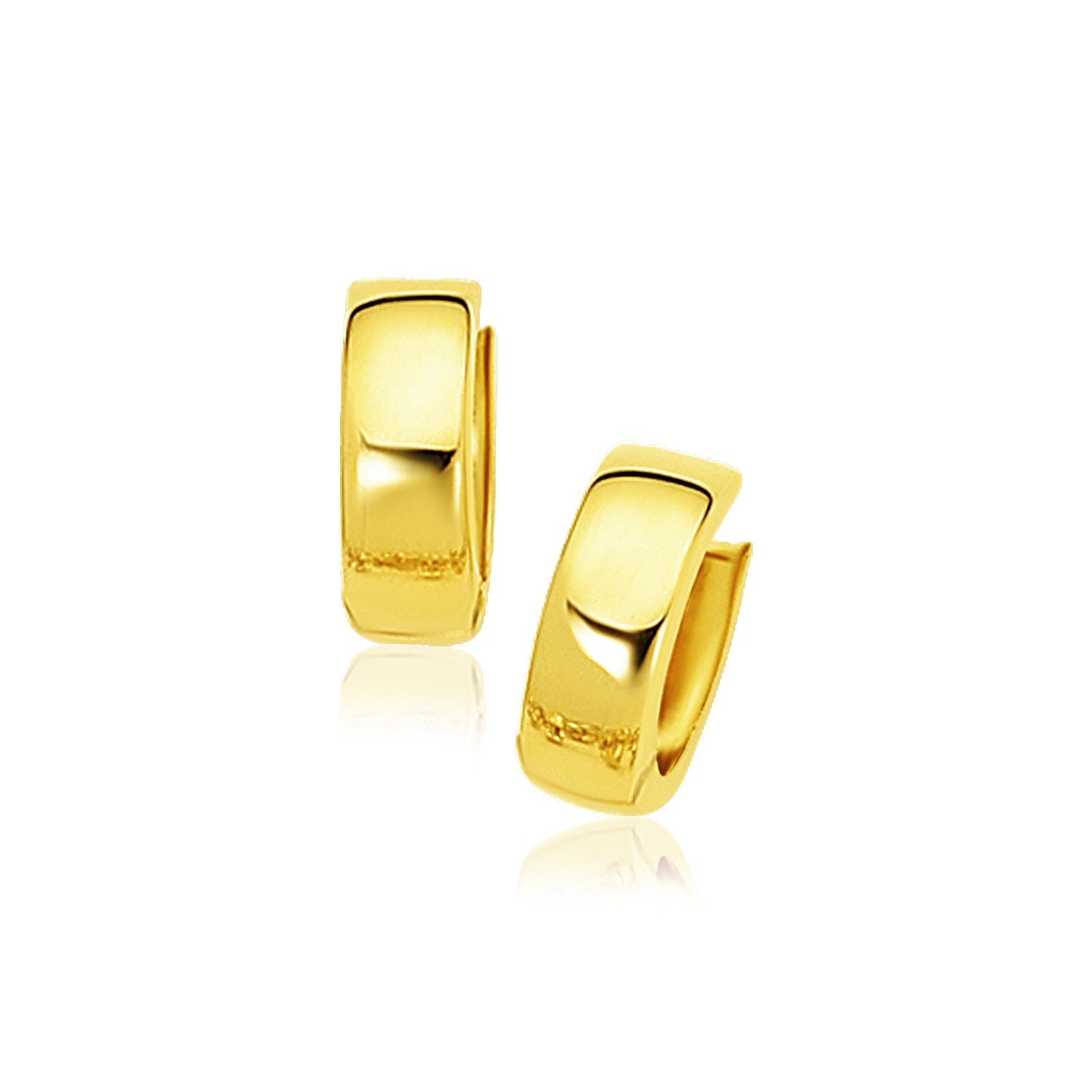 Polished Huggie Hoop Earrings in 14K Yellow Gold