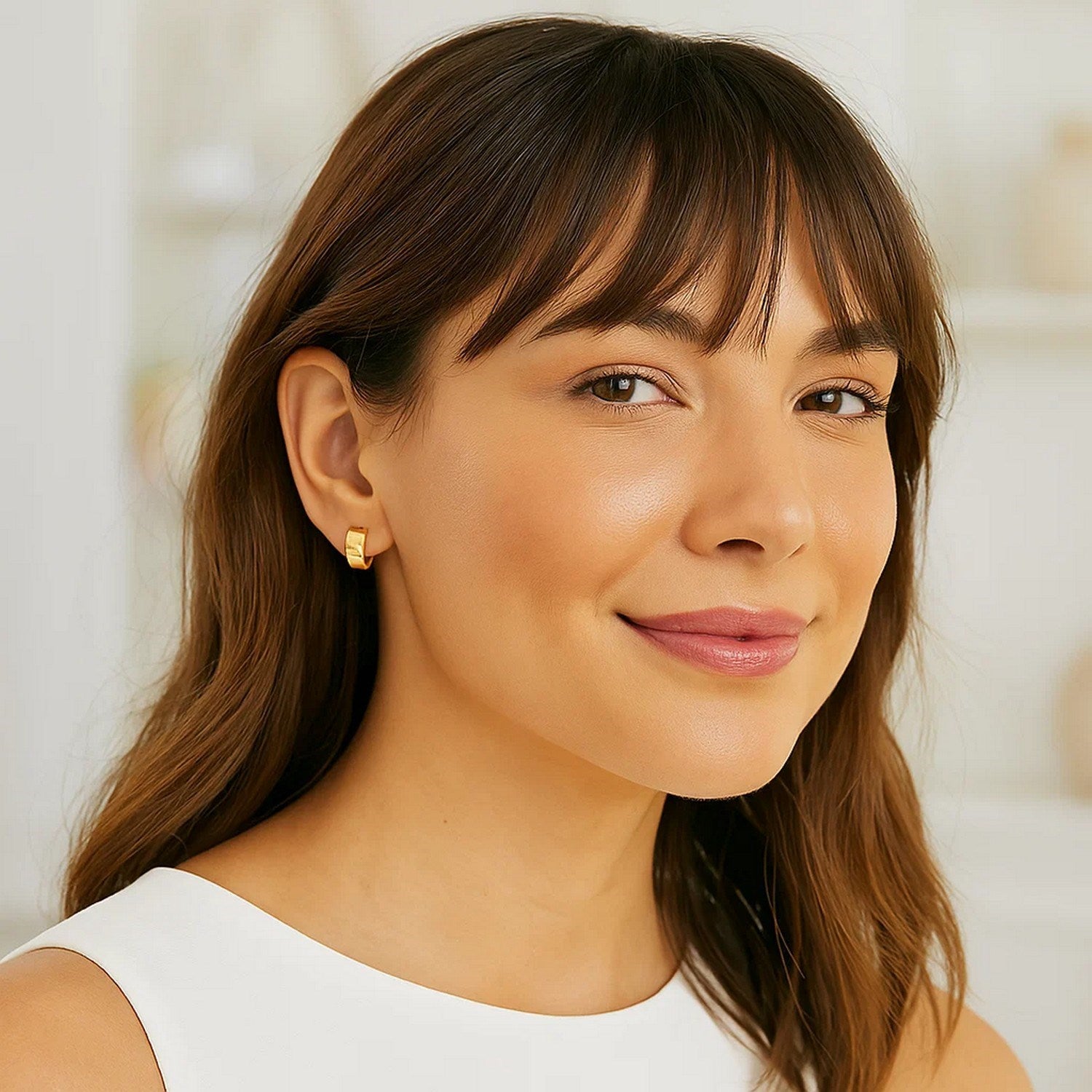 Polished Huggie Hoop Earrings in 14K Yellow Gold