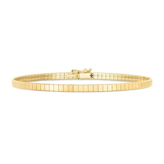 Brick Omega Bracelet in 14K Yellow Gold