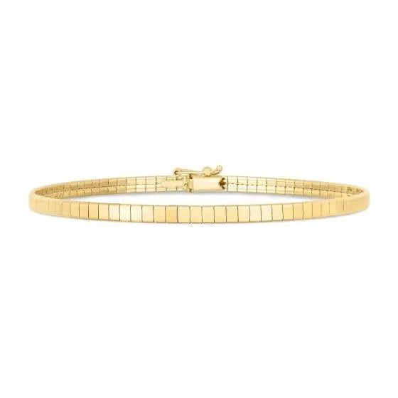 Brick Omega Bracelet in 14K Yellow Gold  Link Bracelets DEEVE