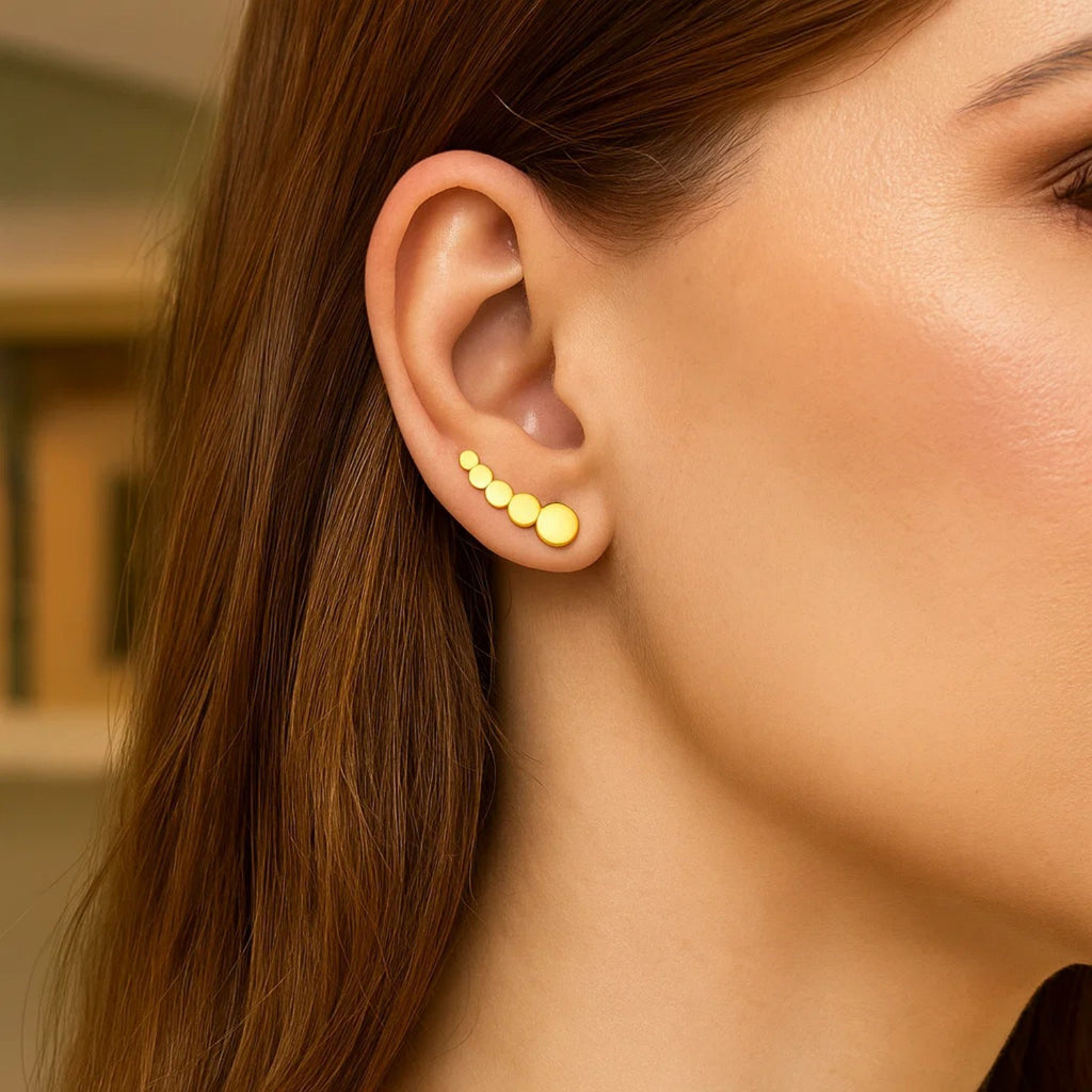 Graduated Circles Climber Earrings | 14K Gold