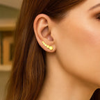 Graduated Circles Climber Earrings | 14K Gold
