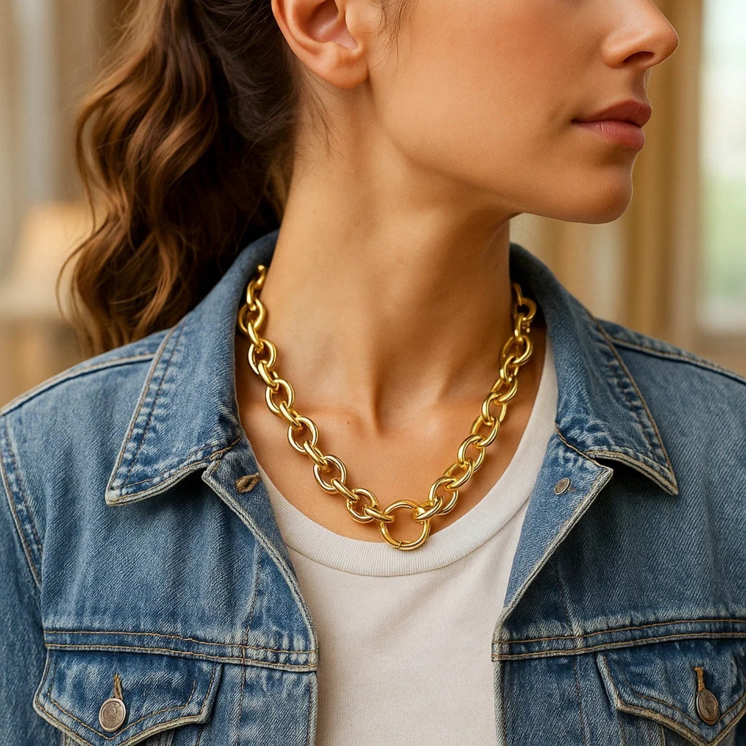 Round Link Chain Necklace