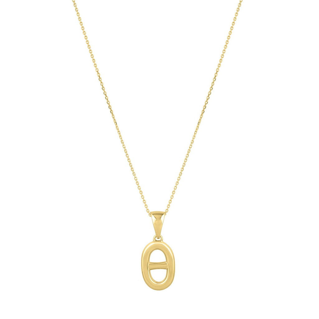 Puff Mariner Link Pendant Necklace in 14K Yellow Gold