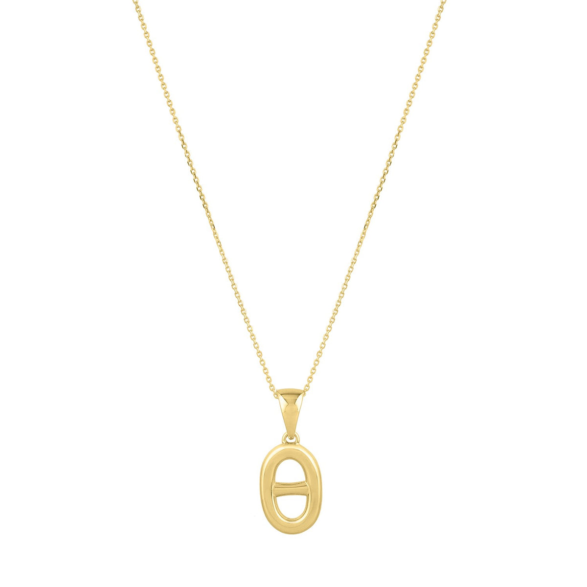 Puff Mariner Link Pendant Necklace in 14K Yellow Gold