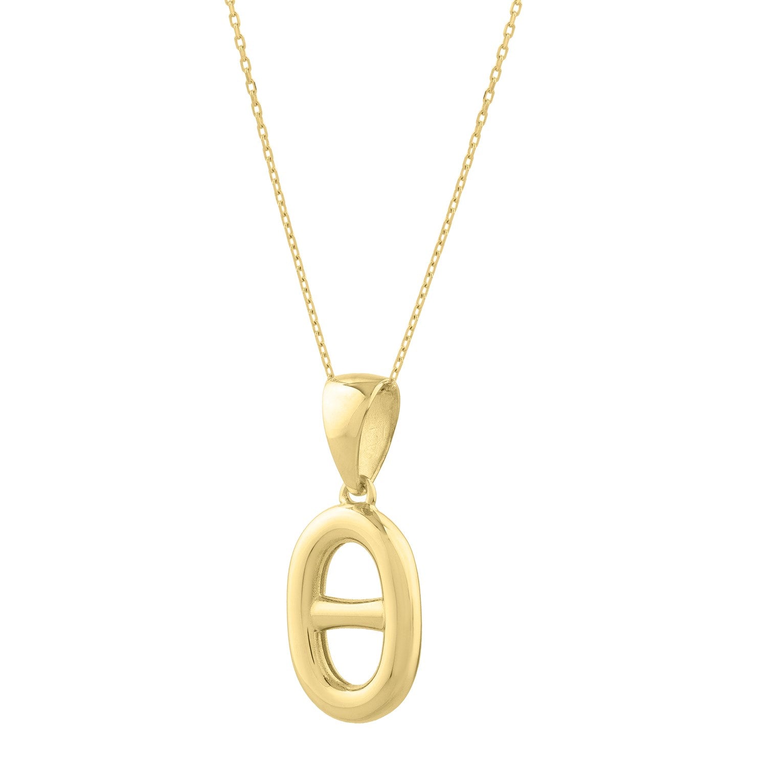Puff Mariner Link Pendant Necklace in 14K Yellow Gold