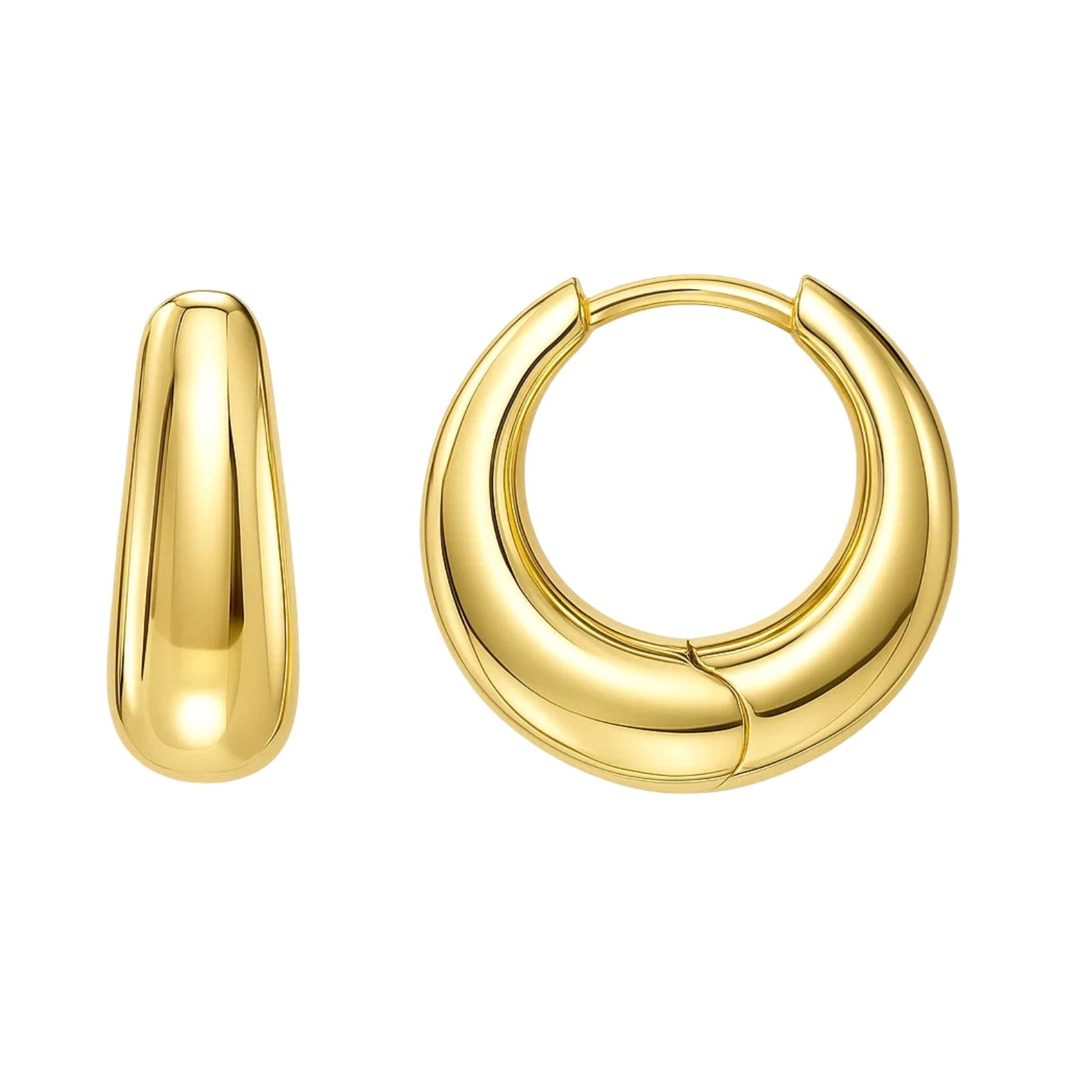 Tapered Huggie Hoop Earrings | 14K Gold