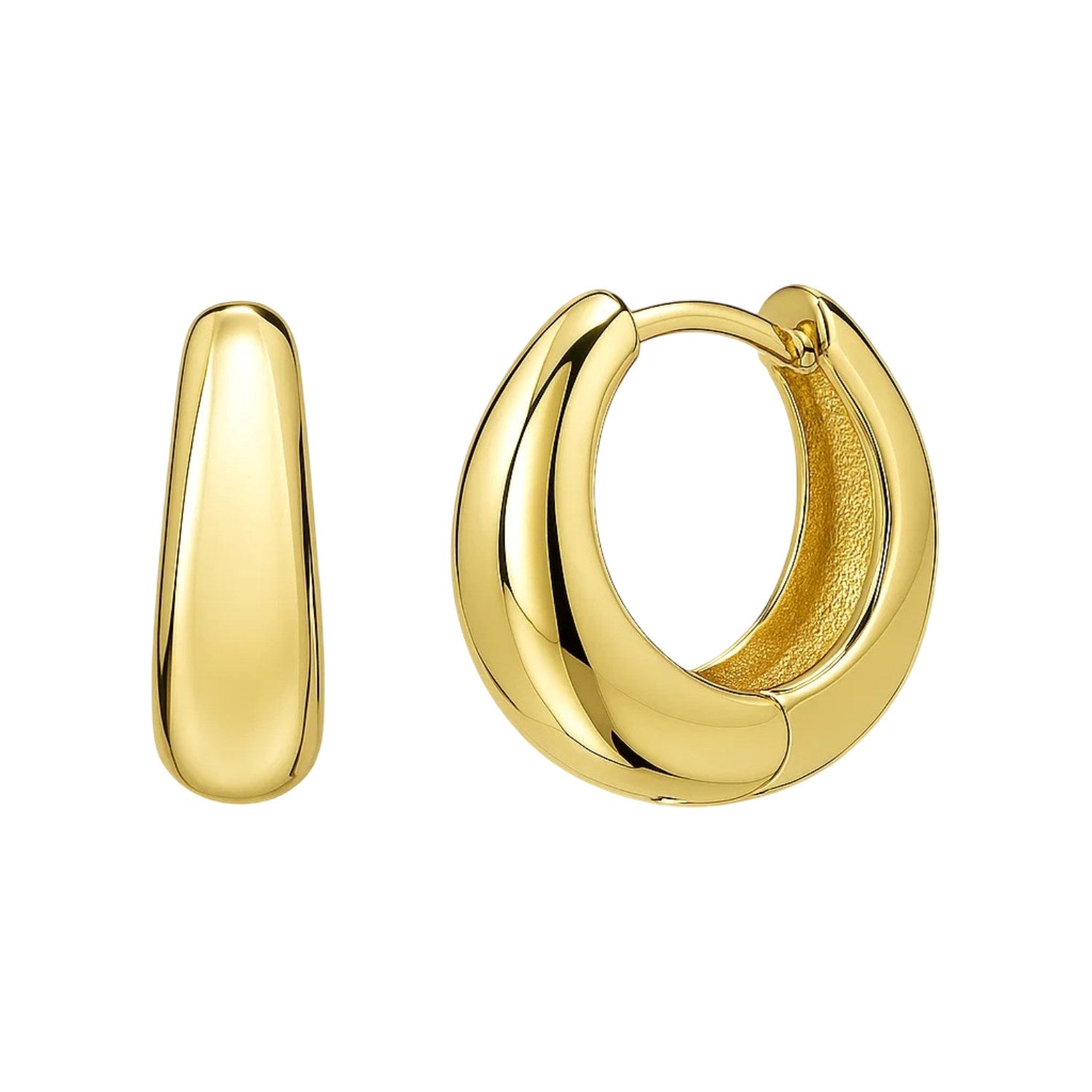Tapered Huggie Hoop Earrings | 14K Gold